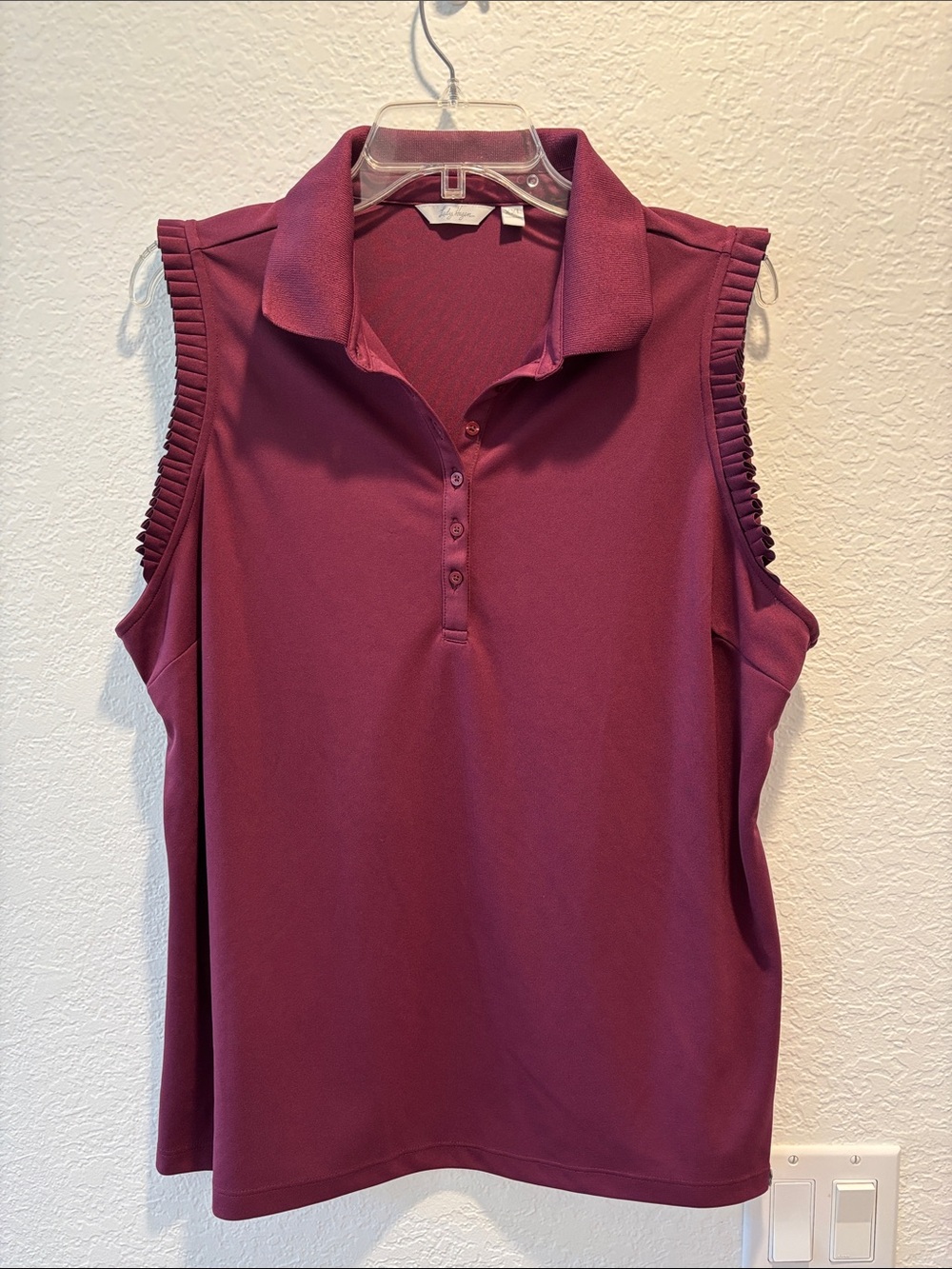 Lady Hagen Sleeveless Polo in Deep Wine XXL